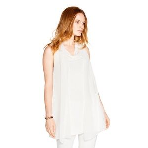 WHBM sleeveless white scarf drape top size xs